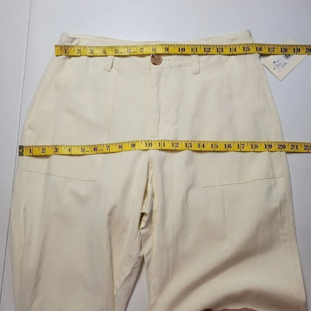 Nurture by Westbound Linen Blend Utility Side Pocket Cropped Wide Leg Ankle Pant